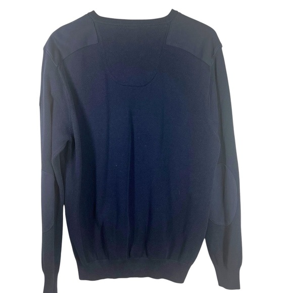 TRICOT MARINE Yachting Navy V-Neck Waffle Knit Long Sleeve Men's Large Shirt - Picture 8 of 11